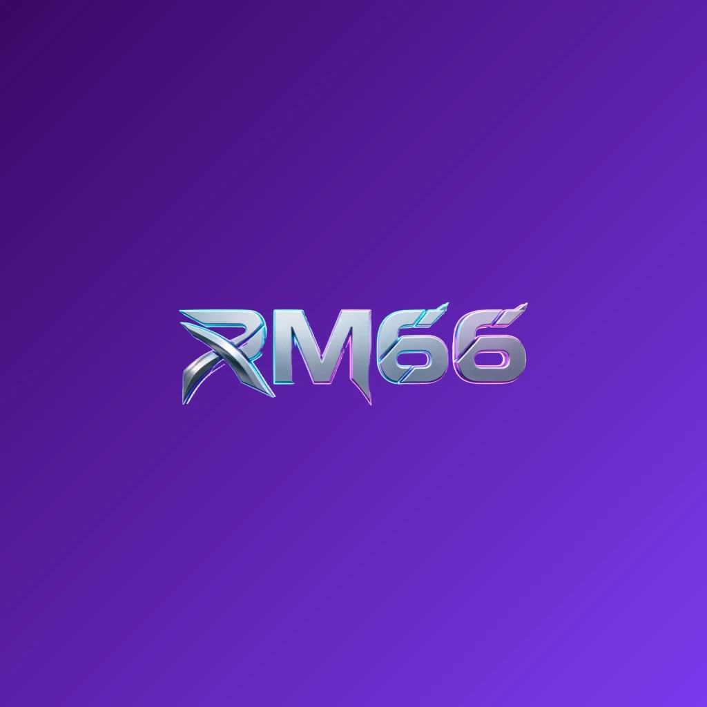 Futuristic RM66 logo design with neon accents and sharp typography featuring a tech-inspired symbol in a dark premium style on a transparent background, displayed as a wide horizontal rectangular wordmark perfect for a website header